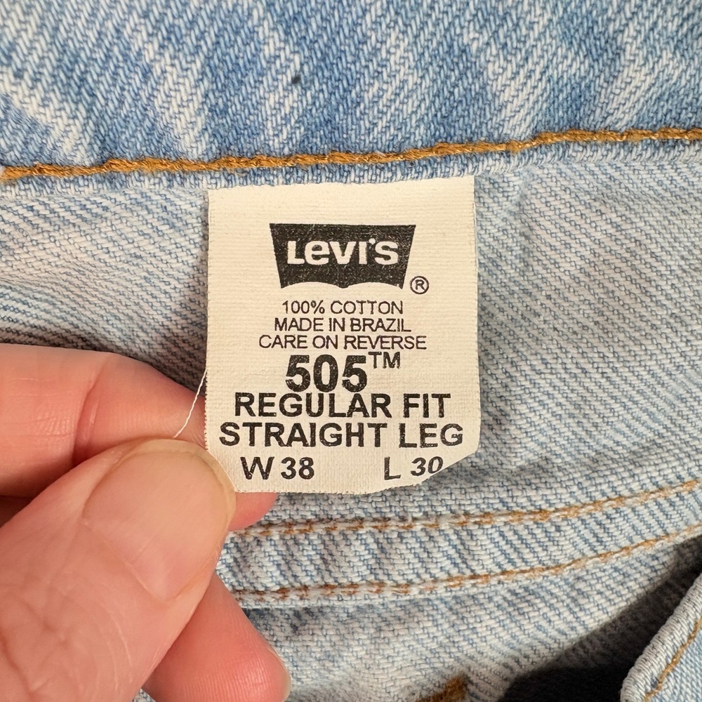 Levi's 505 Jeans Mens 38x30 Light Blue Good Vintage Orange Tab Straight Leg 90s - Picture 6 of 15
